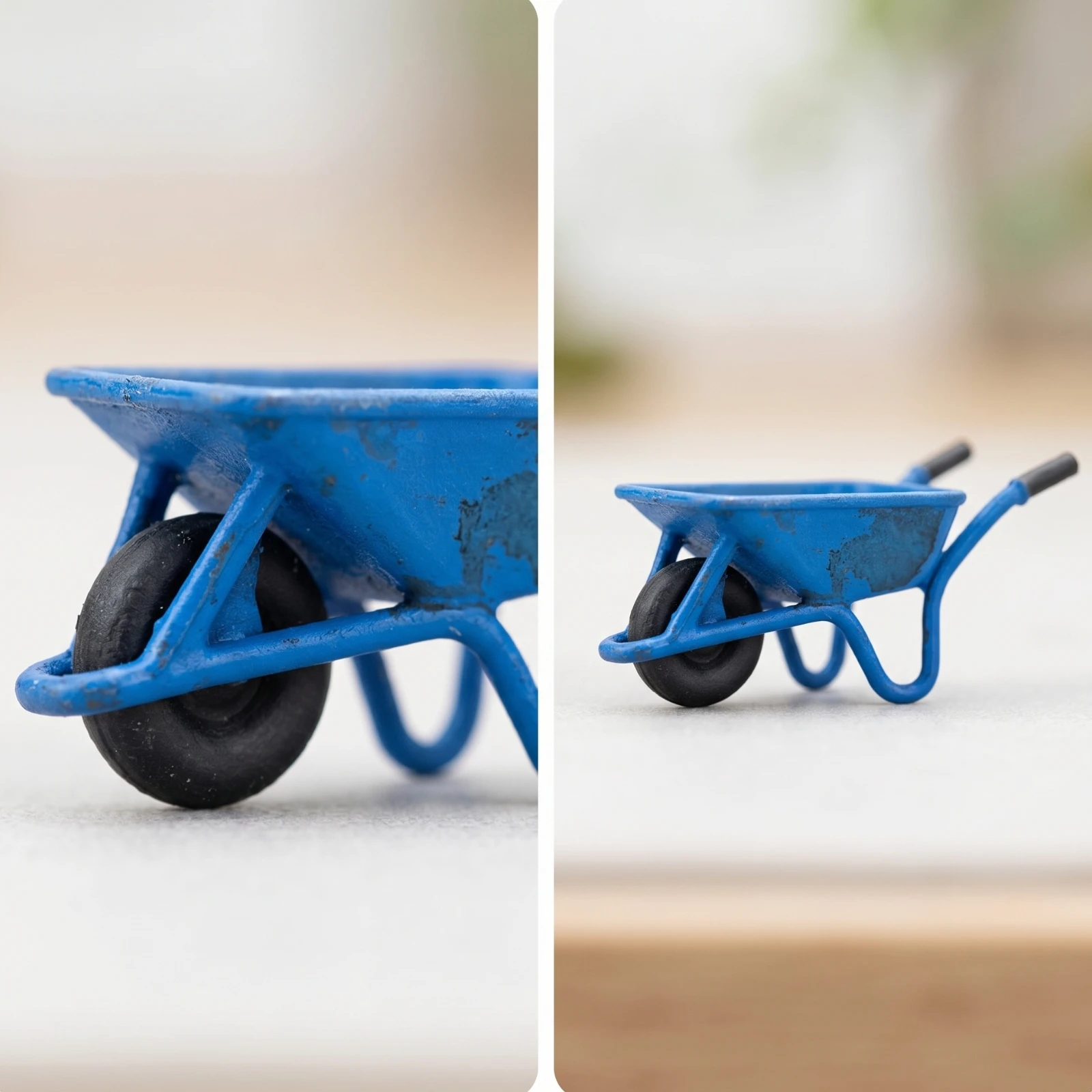 Modèle de brouette miniature en résine à roue unique, petite décoration pour amateurs, dioramas, présentoirs de table