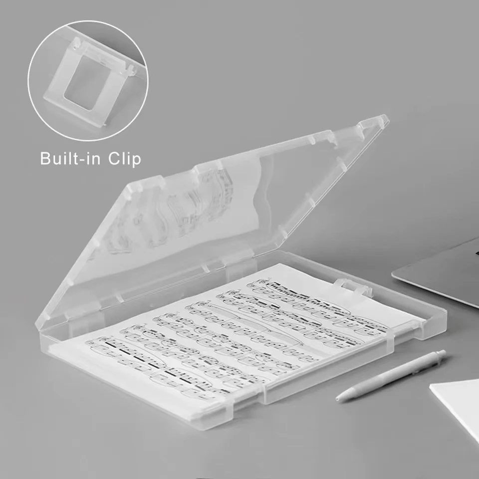 A4 Clear Document Storage Box Paper Organizer Buckle Closure Stationery Organizer Folder Office Sorting Plastic Box Files Holder
