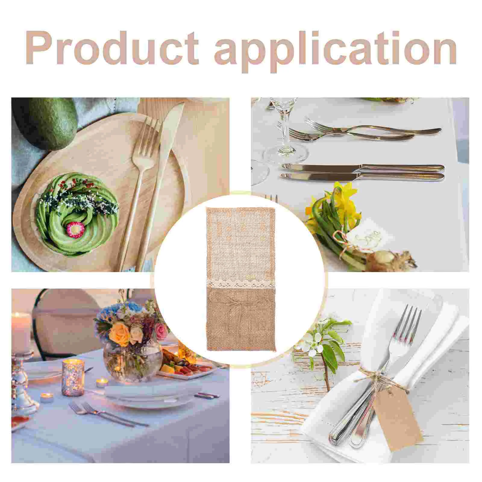 Kitchen Utensils Holder Bag Burlap Lace Cutlery Pockets Storage for Table Decoration Pouch Tableware Bags Tablecloths