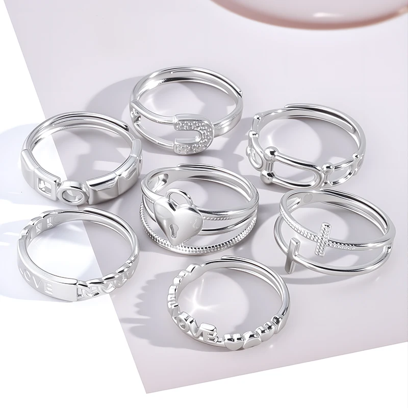 Stainless Steel 304  Heart Paperclip Adjustable Ring for Women Girls Party Gift Couple Jewelry No Fade - view 2