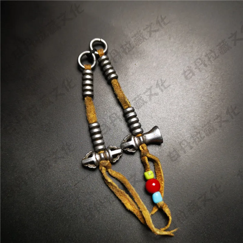 Gandhanra Handmade Tibetan Buddhist Mala Bead Counters for Prayer Bead Necklace,Pendant with Phurba Kartika,Made of Cold Iron