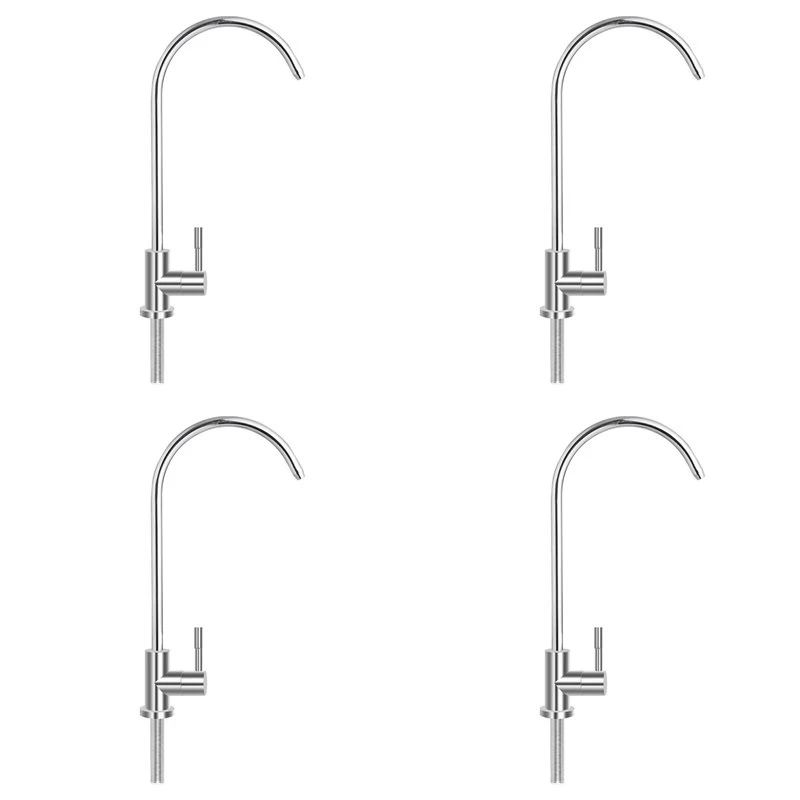 HGHO 4Pcs 1/4Inch Kitchen Sink Faucet Tap Chrome Reverse Osmosis Drinking Water Filter Rotation Faucet Fast Connection
