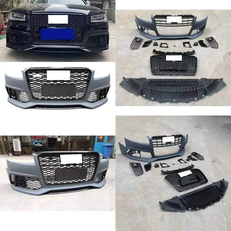 for Audi A8 S8 D4PA 2016-2018 Upgraded to RS8 Body Kit High Quality Auto Parts with Honeycomb Grille Front Bumper