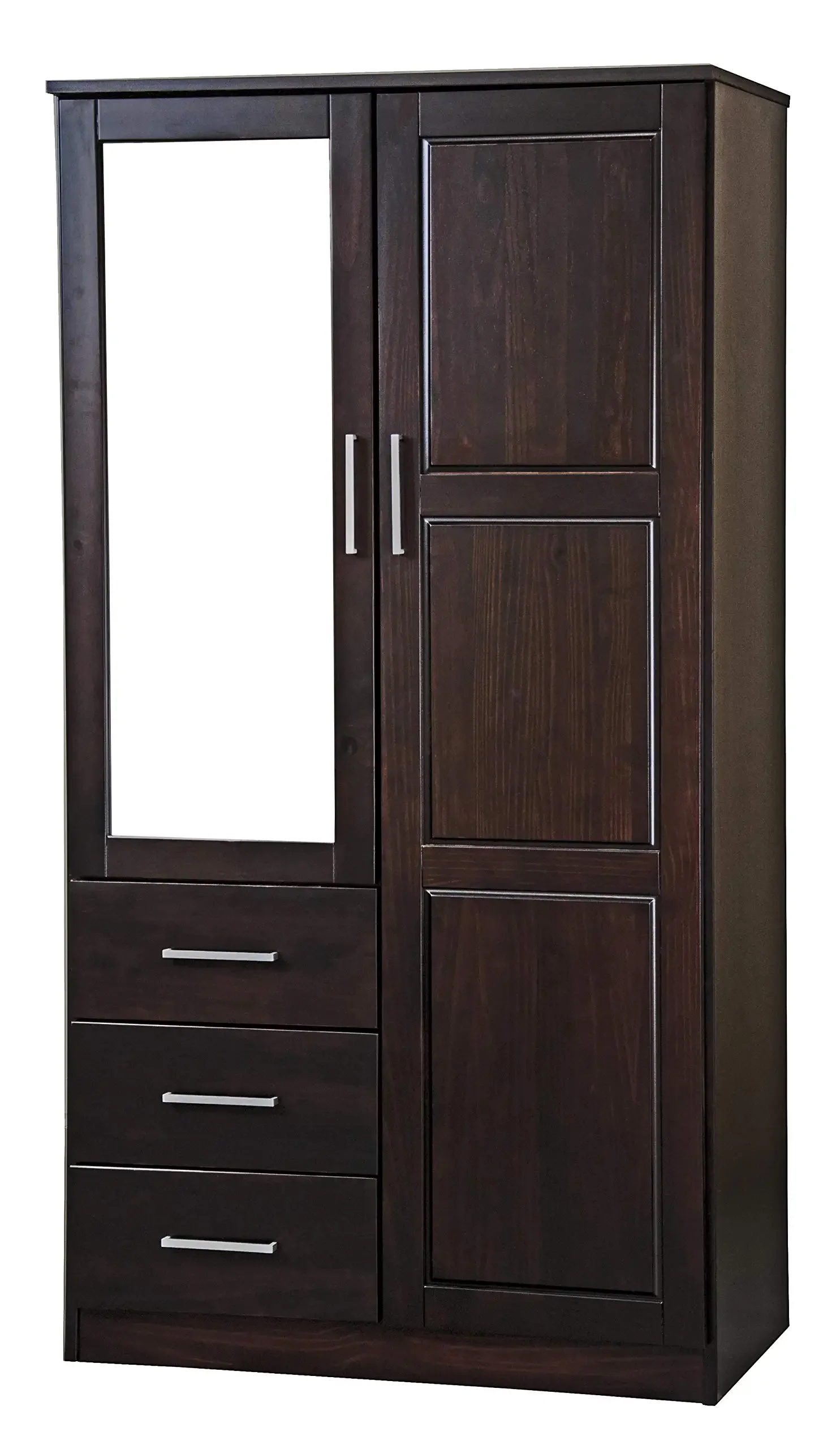 Metro 100% Solid Wood Wardrobe with Mirror Java 37.75