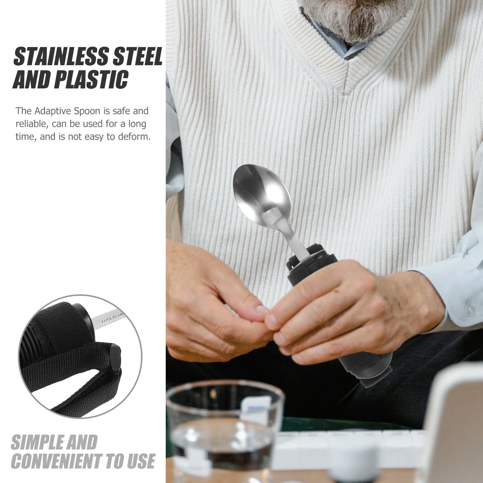 

Адаптивная ложка с защитой от сотрясений, универсальная манжета, портативные столовые приборы для пожилых людей с ограниченными возможностями, устойчивая к тремблению, нескользящая ложка для реабилитации