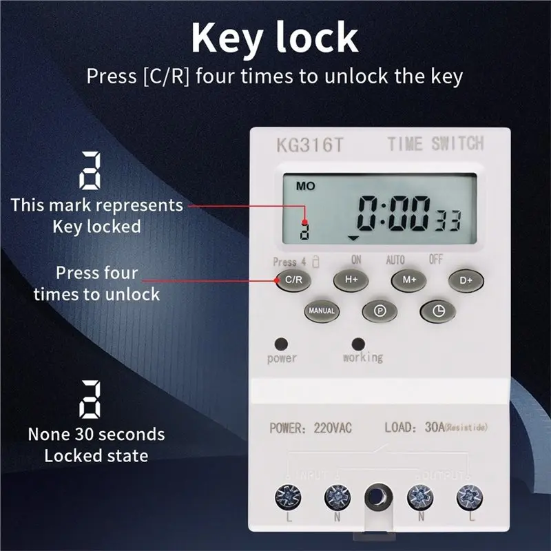 AAAN-KG316T-III 220VAC 30A Digital Timer Switch KG316T Automatic Electronic Timer Programmable Relay 168 Hours Time Control