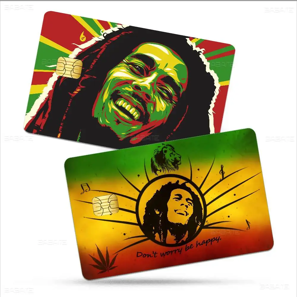 Bob Marley Reggae Music Anime Cartoon Bear Skin Sticker Film Tape Case for Big Credit Debit Card Front Side