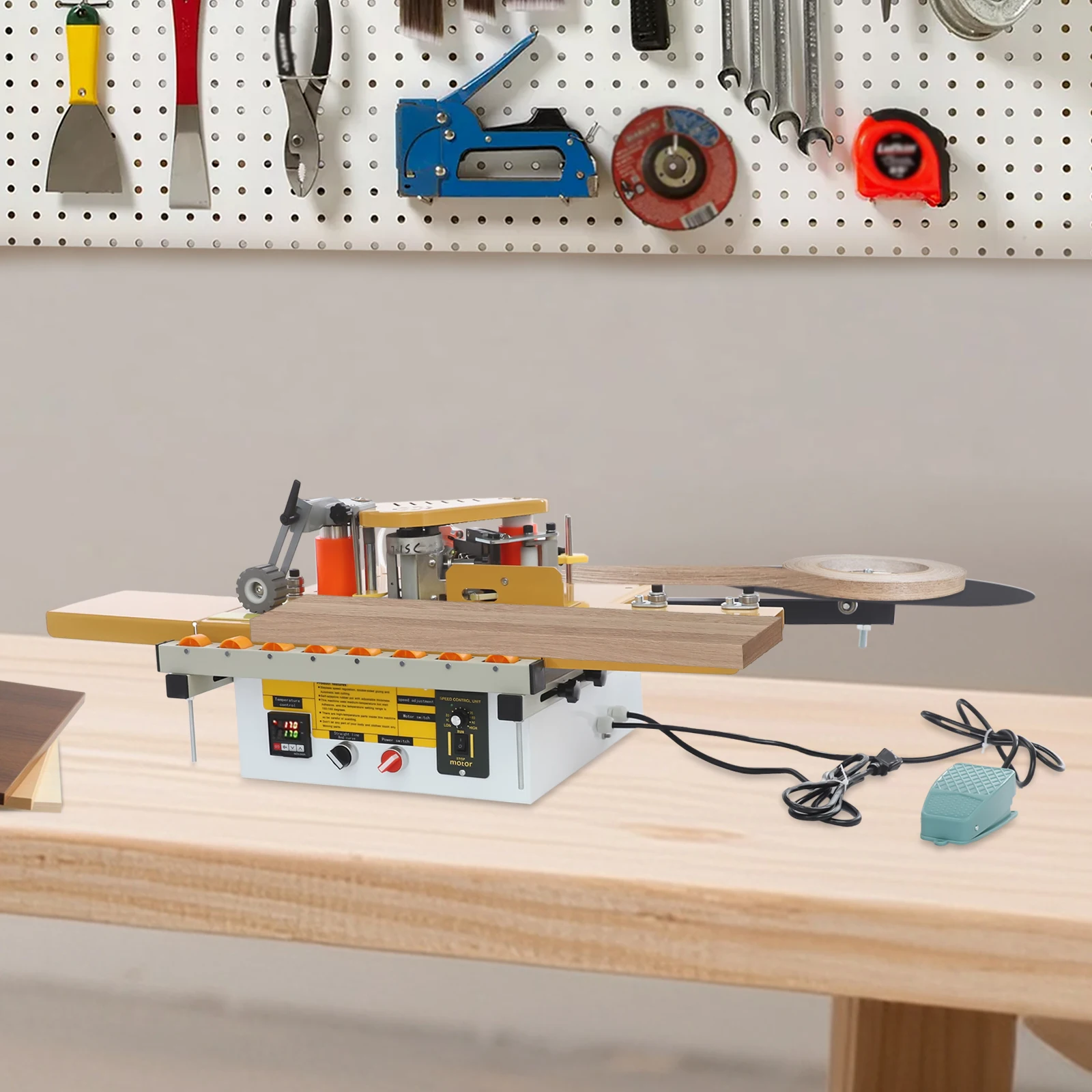 Yellow Woodworking Edge Bander Curve Straight Edge Banding Machine Woodworking Edge Banding Machine Furniture Manufacturing