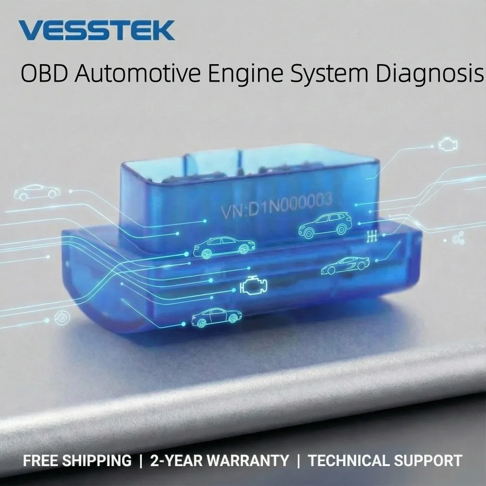 VESSTEK V05L4 /V30 ELM327 Bluetooth V2.1 OBD2 Scanner Diagnostic Tool Support 9 Protocols for iOS Android Torque PC
