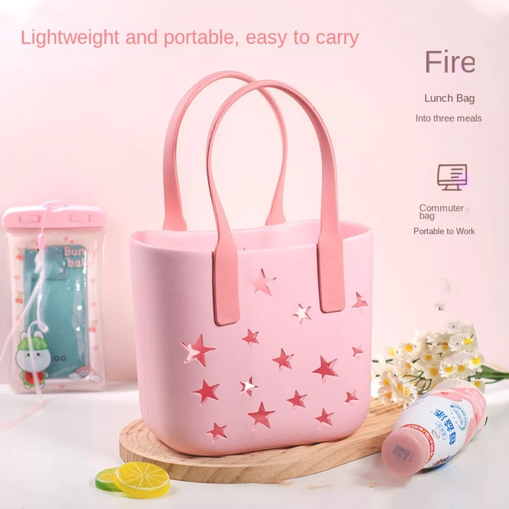 Candy Color Beach Hole Bag Star Large capacity Handmade Diy Bags Holiday Beach Bags Fashion Shoulder Bag Waterproof Eva Handbags