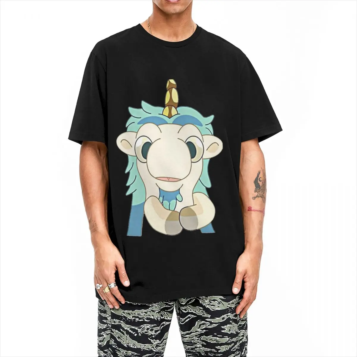 Unicorse Cartoon T Shirt Couple Blueys Kids Y2K Retro Pure Cotton T Shirts Summer O Neck Hippie Tee Shirt Casual Oversized Tops