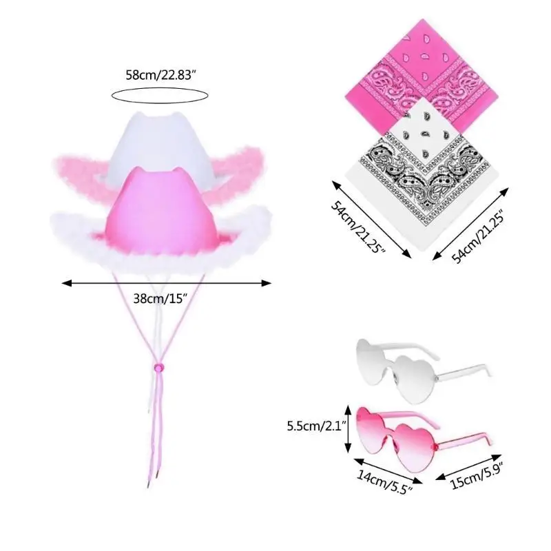 652F Bachelorette Party Cowgirl Cap Fashion Furry Hat نظارة شمسية ملحق العروس #6