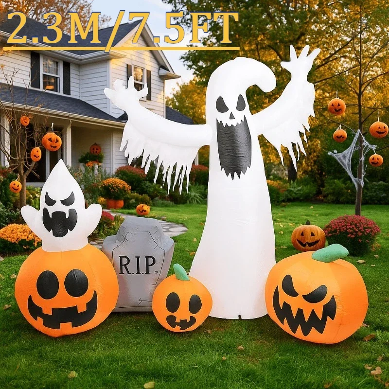 

7.5FT Holiday Lighting Halloween Inflatable Model Ghost Pumpkin Decoration with LED Outdoor Decor House Courtyard Garden Prop