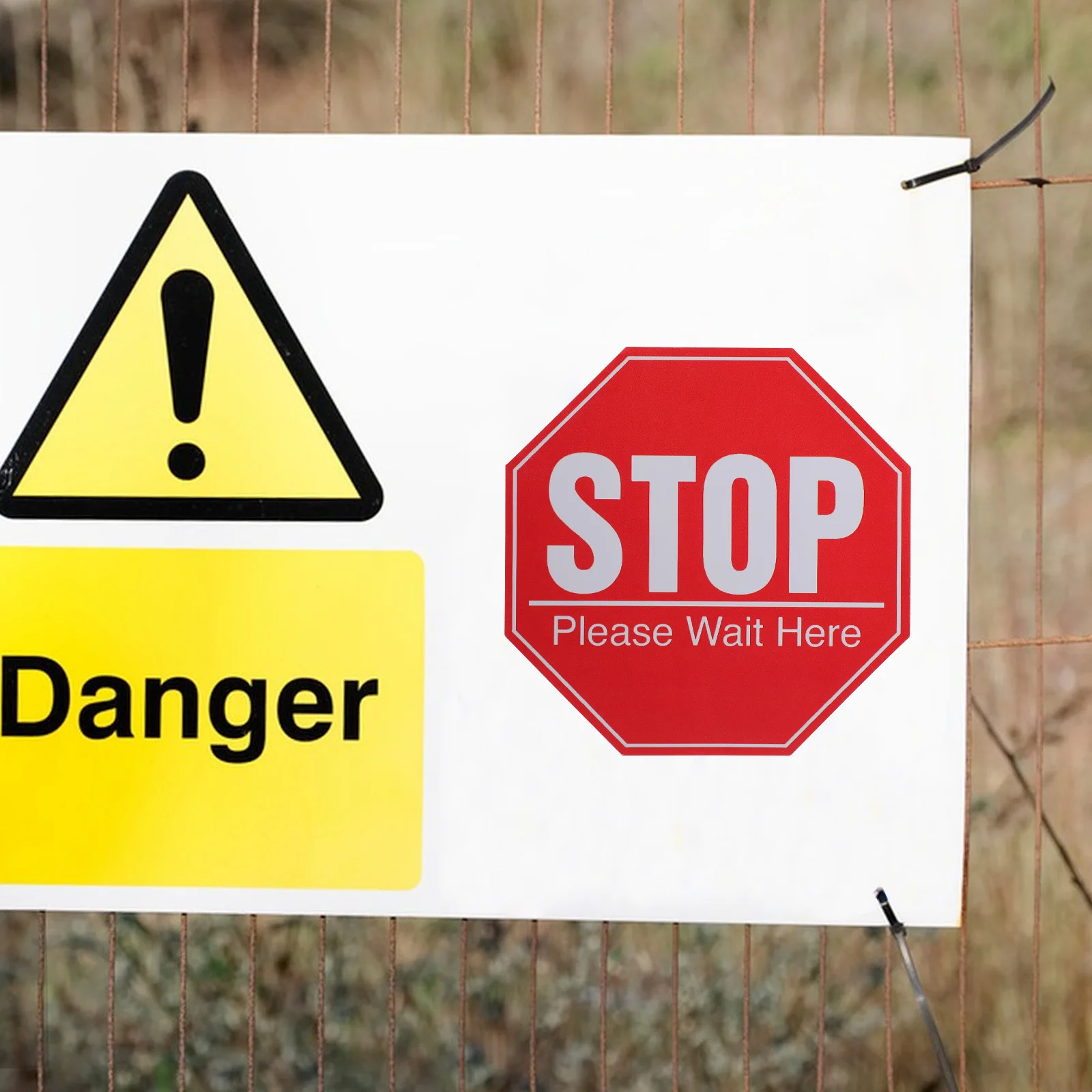 5 Sheets Social Distancing Floor Decals Stop Please Wait Here PVC Stickers Public Safety Distance Awareness Signs