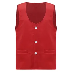 Unisex Kids Boys Girls Volunteer Activities Vest Solid Color V Neck Sleeveless Button Down Waistcoat with Pockets
