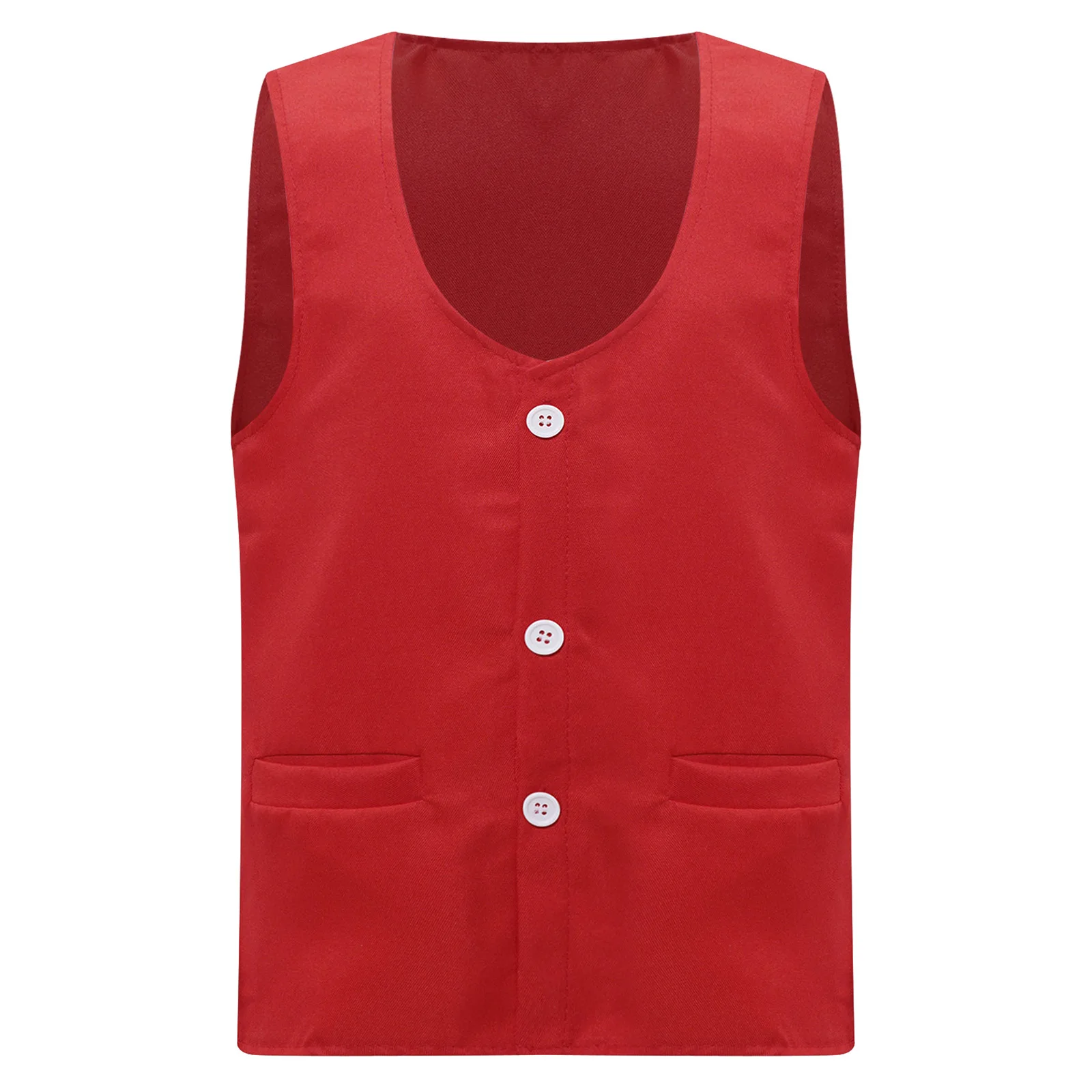 Unisex Kids Boys Girls Volunteer Activities Vest Solid Color V Neck Sleeveless Button Down Waistcoat with Pockets