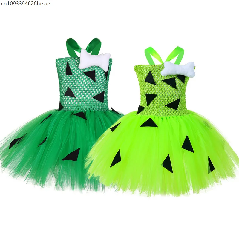

Children Girls Halloween Caveman Dress Up Costumes 3D Bone Decorations Tutu Dress Suit Children Carnival Clothes