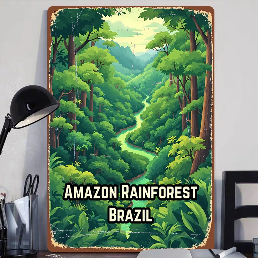 الأمازون الغابات المطيرة البرازيل المشهد المعدني جدار ديكور فني للمنزل غرفة المعيشة دراسة المناظر الطبيعية جدارية اللوحة #2
