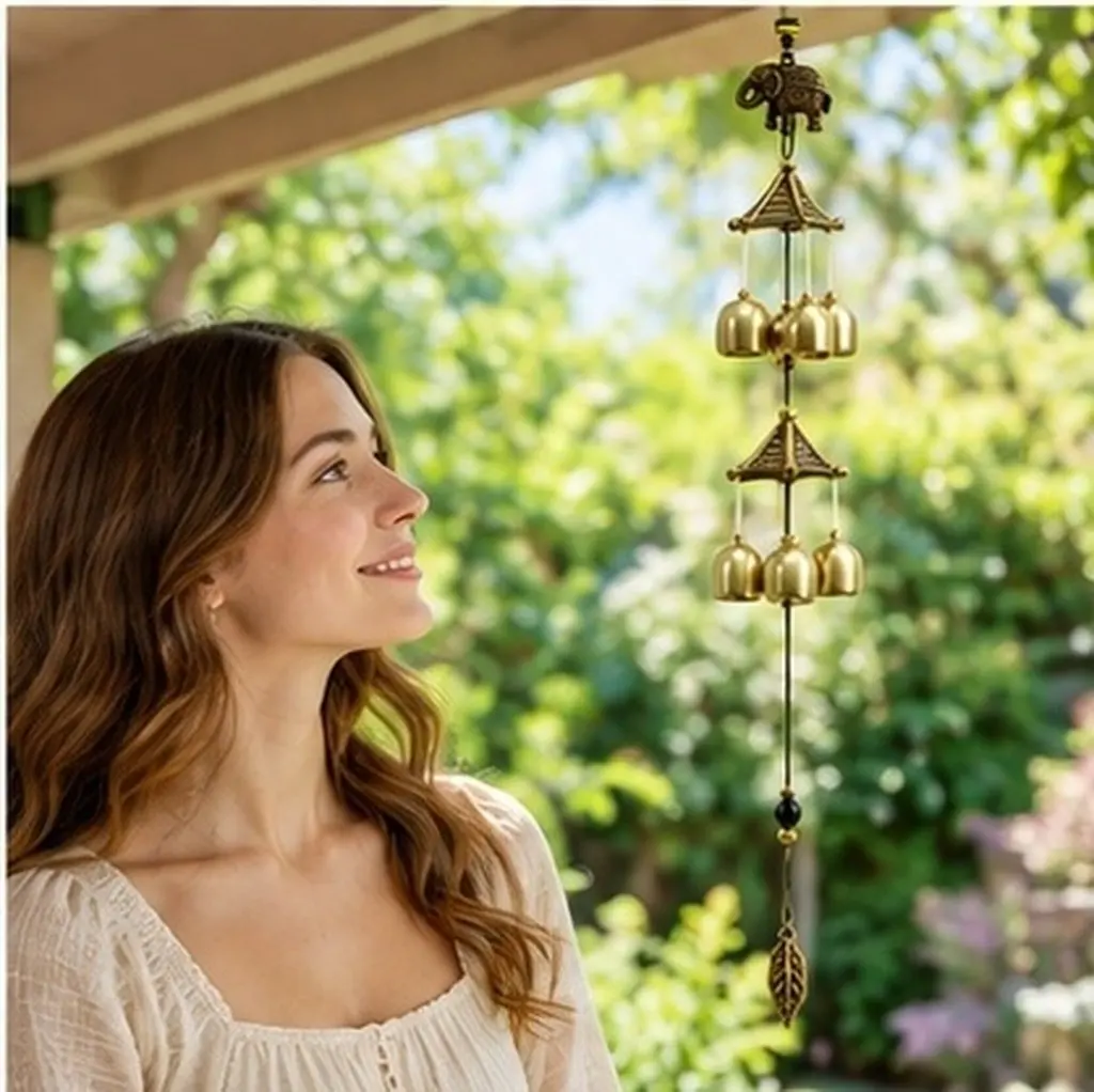 Elephant Shaped Wind Chime Made of Oxidation Resistant Alloy Bronze Style Harmonious Peaceful Melody Home Decor Garden Ornament