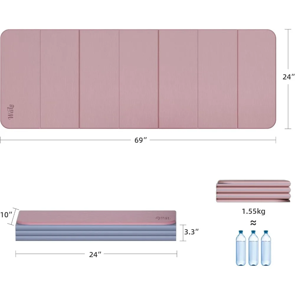 سجادة يوجا سميكة قابلة للطي - مادة POE عديمة الرائحة، خفيفة الوزن، غير قابلة للانزلاق، سهلة التنظيف، مناسبة للسفر #4