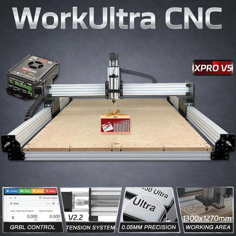 

Фрезерный станок BulkMan3D WorkUltra V2.2 с ЧПУ, 4 оси, система натяжения xPRO V5, управление GRBL, высокоточный гравер для дерева и металла