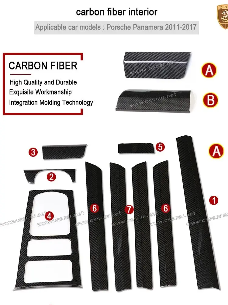 Auto-interieur Kits Voor Porsche Cayenne 958 2011-2017 OEM Plakken Real Koolstofvezel Centrale controle instrument deurbekleding strips - afbeelding 2