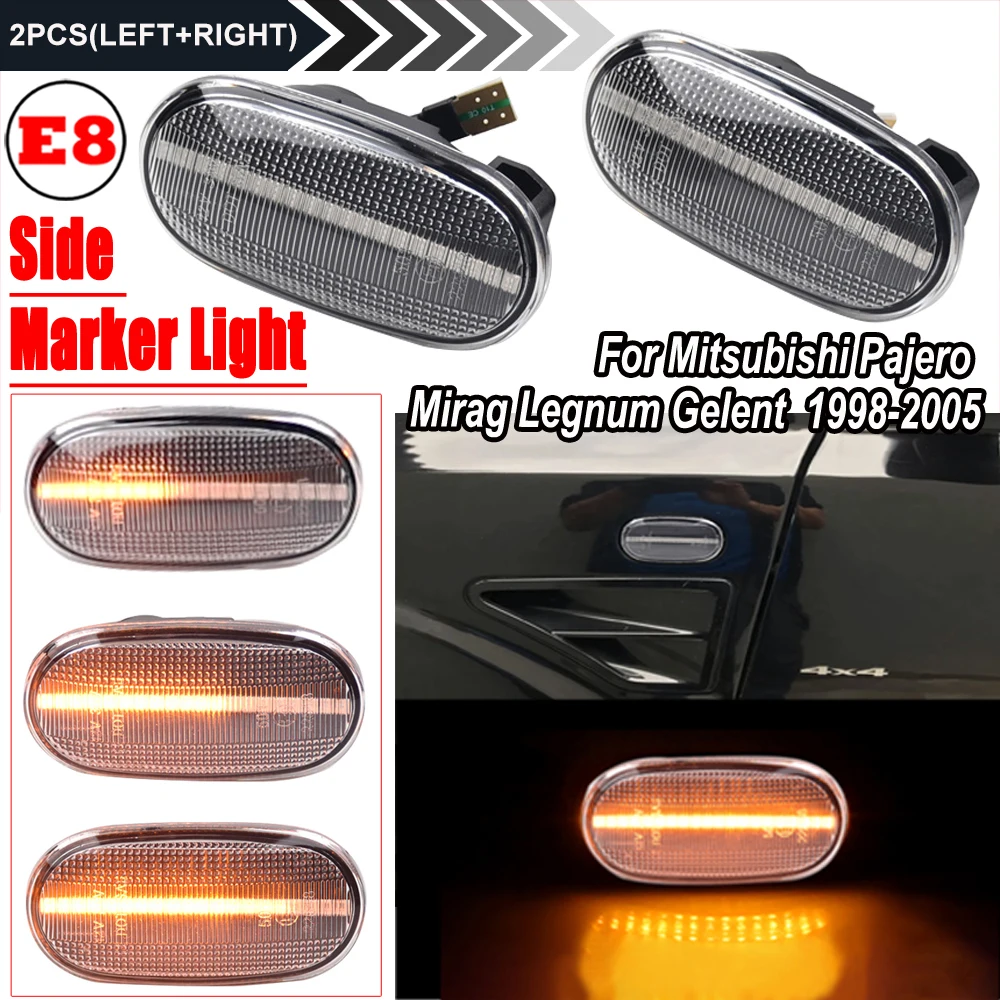 Pair Dynamic LED Side Marker Lights For Mitsubishi Lancer Pajero Mirag Galant 1998-2005 Side Repeater Turn Signal Blinker Lamp