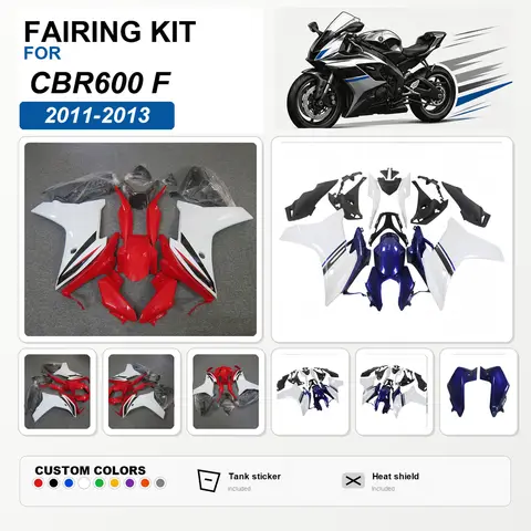 For CBR600 F 2011 2012 2013 Replacement Fairing Kit ABS Plastic Painted Fairings Bodywork Cowl Panels White Red Black