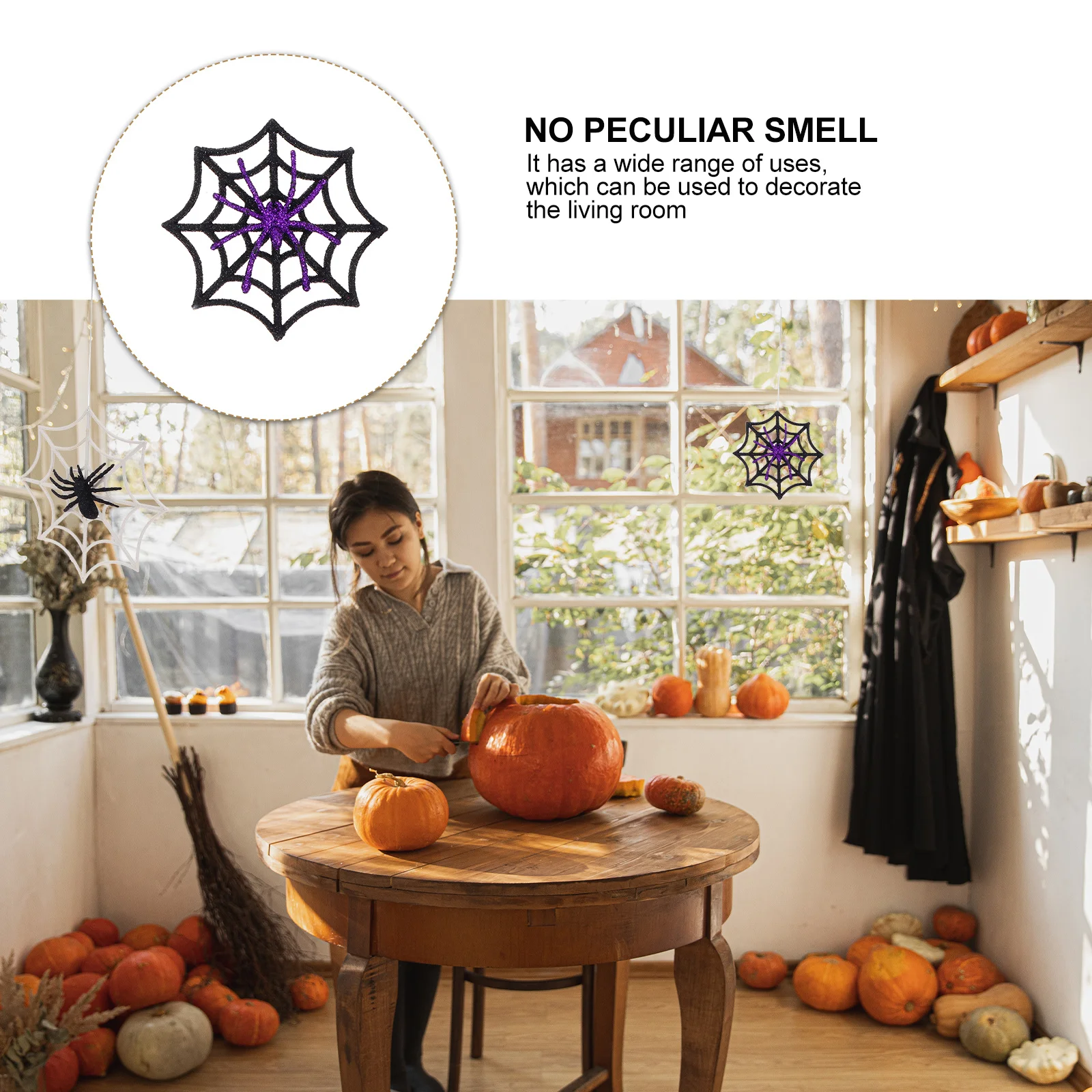 

12Pcs Flash Powder Spider Webs Decorative Halloween Cobwebs Sturdy Fading-Resistant Creepy Party Supplies for Home Garden