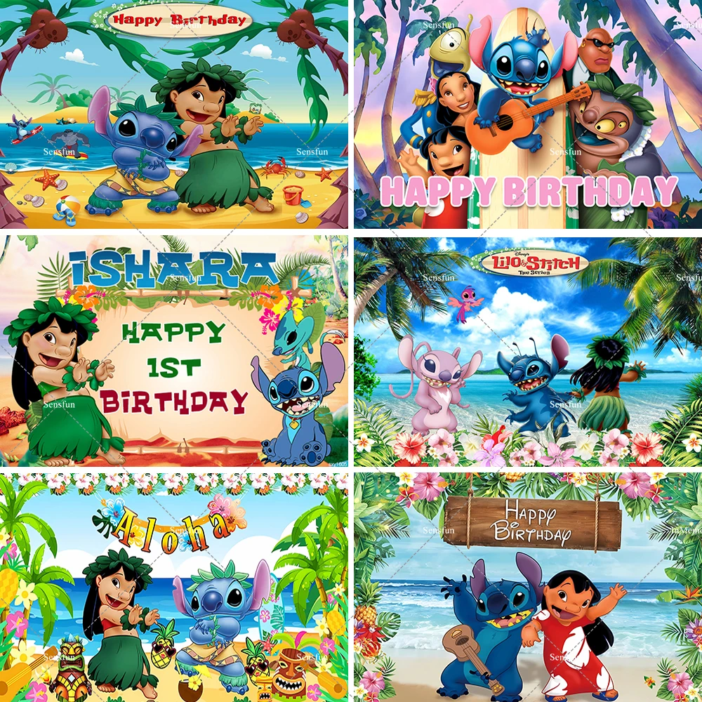 Фон для фотосъемки на тему Лило и Стич Диснея, детские фоны для дня рождения, детский душ, летний реквизит для вечеринки Hula для девочек