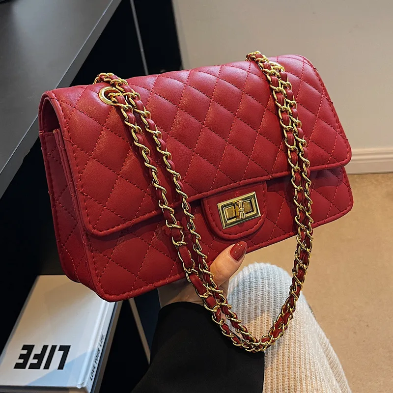 Advanced Texture Rhombus Temperament Crossbody Bag Women2024New Spring Chain Underarm Bag All-Match Shoulder Bag Women