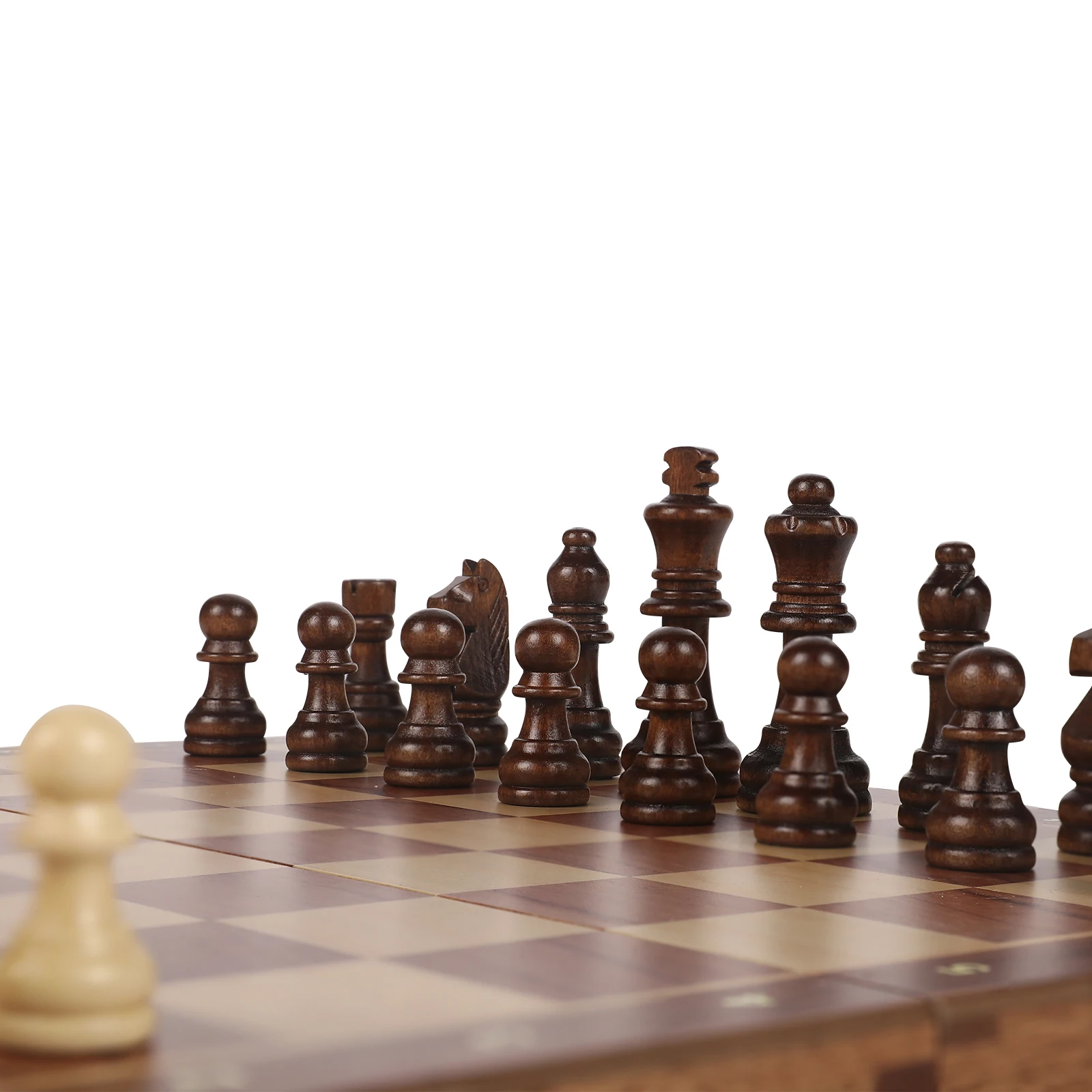 Chess Set Grade Wooden Folding Big 39cm/15.35inch Traditional Classic Handwork Solid Wood Pieces Chessboard Gift Board Game