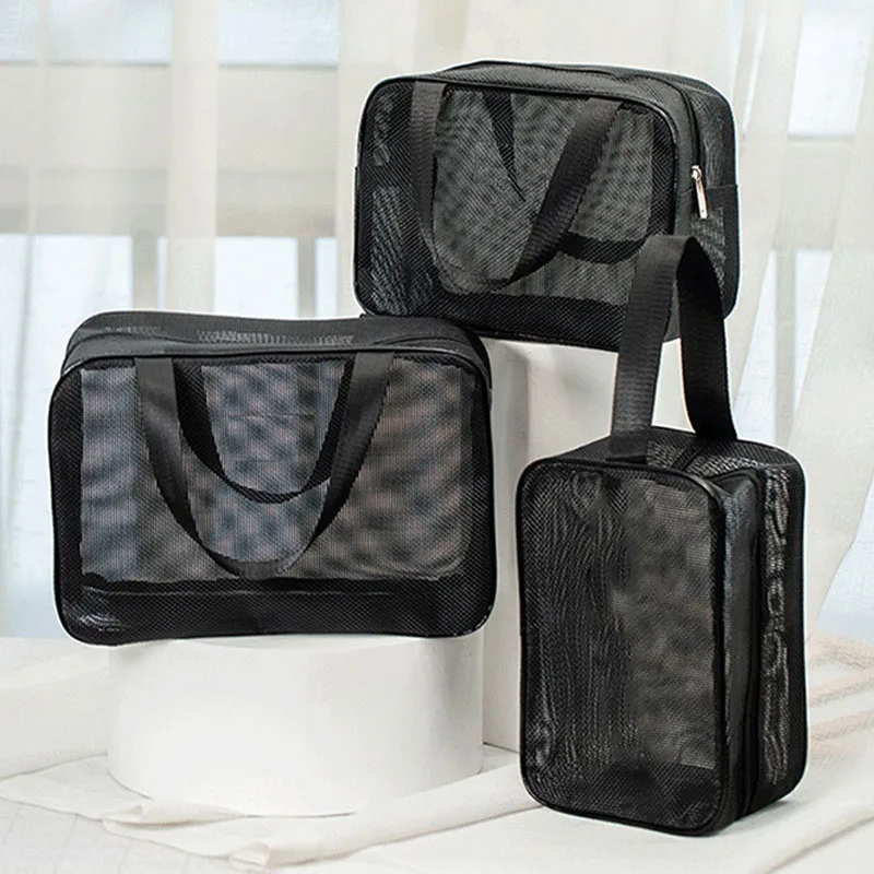 

Mesh Black Shower Tote Bag Cosmetic Storage Bag Multifunctional Shower Bag Large Capacity Portable Toiletry Organizer Bags