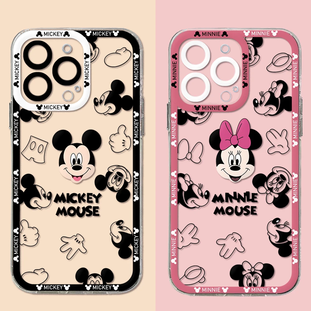 Cartoon Mickeys Minnies Mouse Phone Case For iPhone 15 14 13 12 Mini 11 Pro Max X XR XS 6 6 7 8 SE Plus Soft Transparent Cover