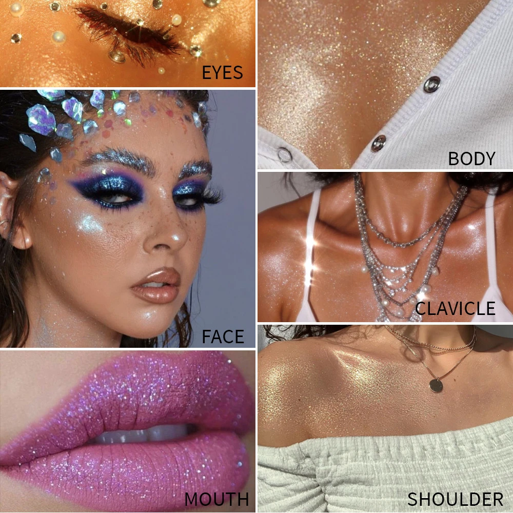 بودرة هايلايتر بيضاء ضوء القمر بريق لامع كونتور تظليل المنور للنساء الوجه الجسم بريق ماكياج النساء مستحضرات التجميل