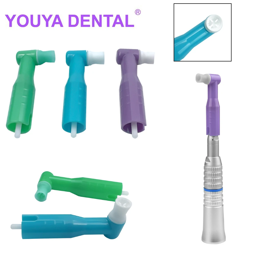 10Pcs Dental Disposable Prophy Angles Blue/Purple/Green Polishing Cup For Low Speed Handpiece Contra Angle Dentistry Lab Tool