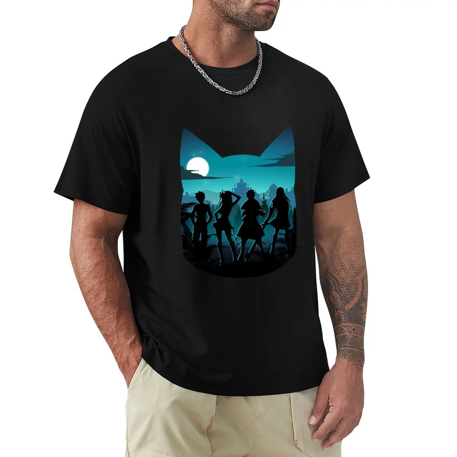 

Футболка Happy Silhouette Anime Fairy Gift Fan, одежда больших размеров в стиле аниме, рубашка Croswit, мужские футболки большого размера для мужчин