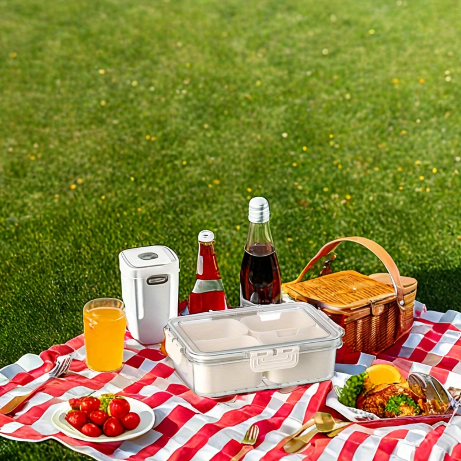 

Snack Tray with Lid and Handle for Outdoor Picnics - Portable Candy Box Container for Parties