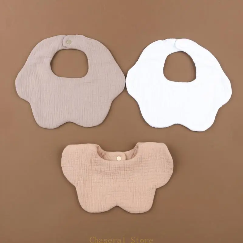 

E7CE Pack of 3pcs Baby Cotton Bibs Newborn Teething Bib ComfortableFeeding Drool Bibs