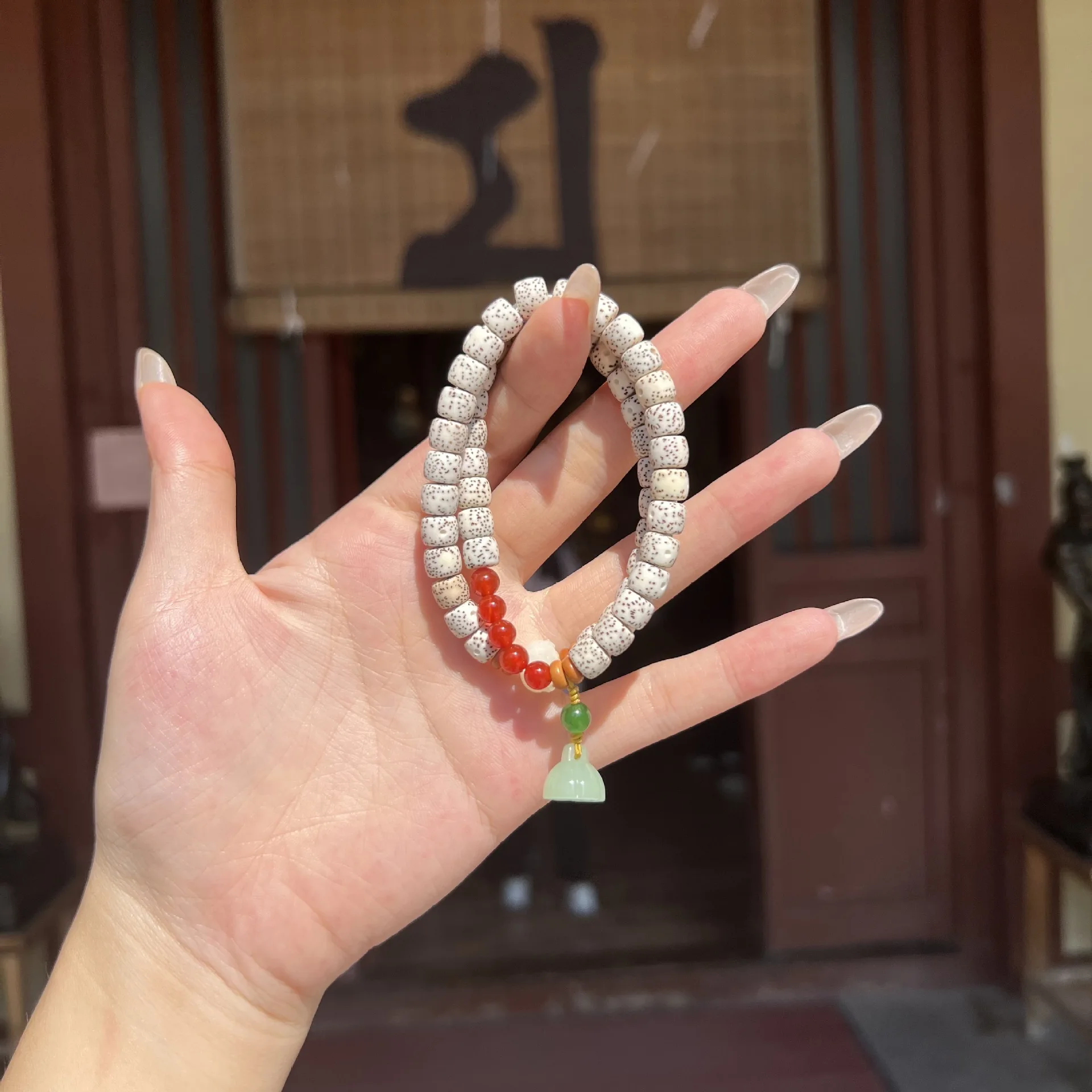 Fresh Elegant Star Moon Bodhi Bead Bracelet with Lotus Pod Pendant Double Wrap Long Bracelet for Men and Women Gifts