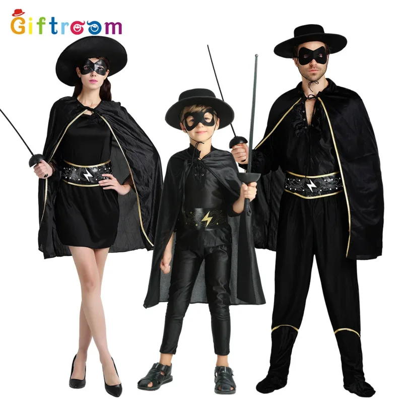 Gran oferta, 1 Uds., ropa para niños de calidad Superior, disfraz de mascota de Halloween para niños, disfraz de Zorooo, mono para niños, faja con parche, capa, pantalón MS56