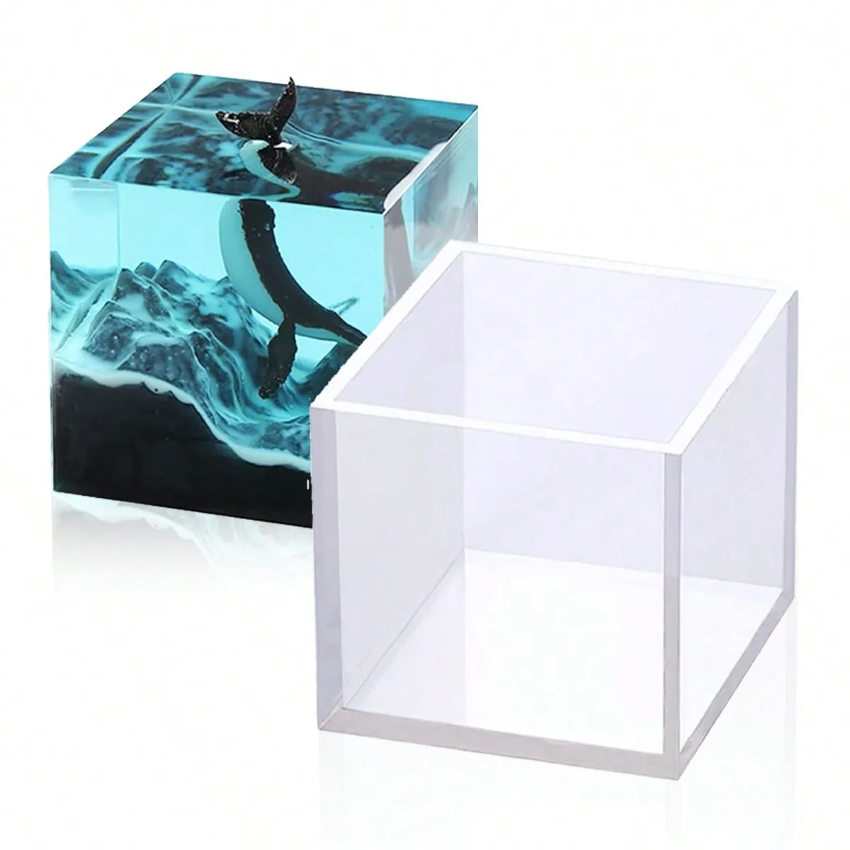 Leeseph Cube Resin Mold, Clear Silicone Cube Molds DIY Craft Making Resin Candle Soap Tools, for DIY Art Making Home Decoration