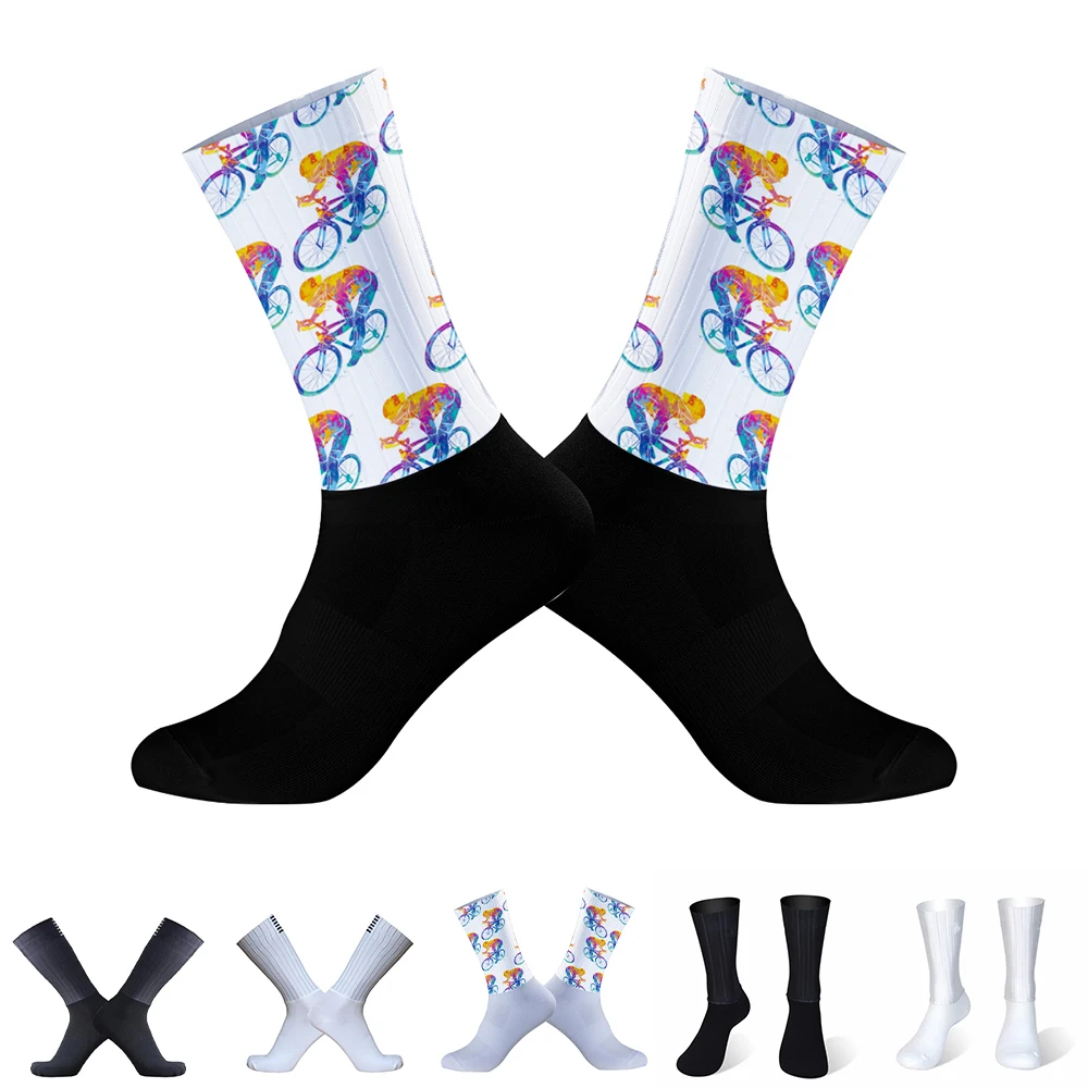 Anti Slip Silicone Summer Aero Socks Cycling Socks Bicycle Sport Running Bike Socks 2024 New