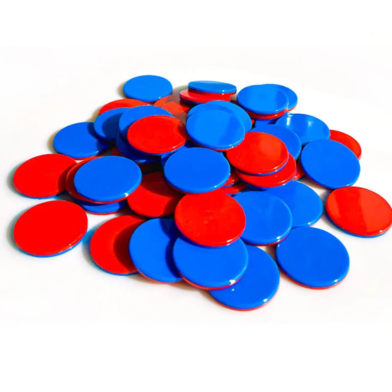 몬테소리 25MM 빨간색 파란색 어린이를위한 두 가지 색상 카운터 수학 교육 교육 용품 어린이 수학 배우기를 돕습니다