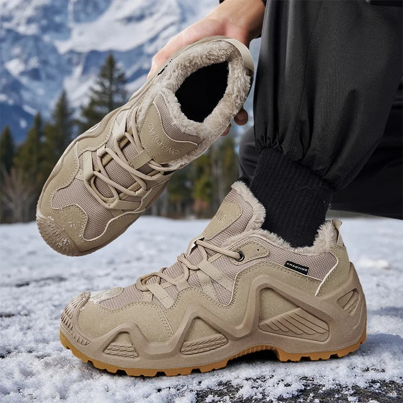 

Warm Fur Outdoor Mens Combat Tactical Desert Boots Climbing Training Waterproof Sports Shoes Male Field Hunting Hiking Shoes