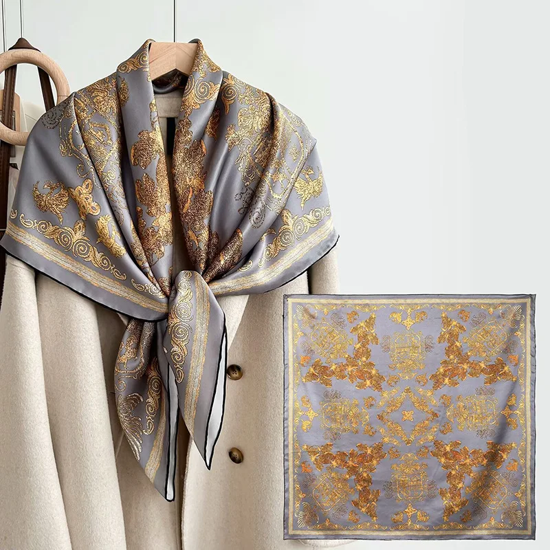 Women's Scarf 12 M Plain Satin Large Kerchief Spring and Autumn New Retro Ethnic Style Outerwear