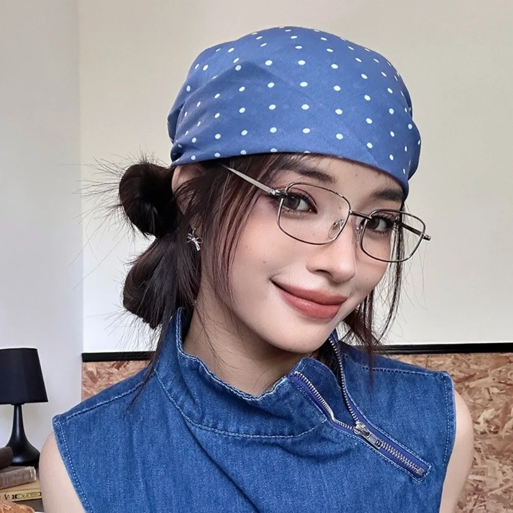 

Retro Polka Dot Hair Scarf Imitation Silk Square Cozy Headscarf Waist Butt Curtain Thin Hair Tie