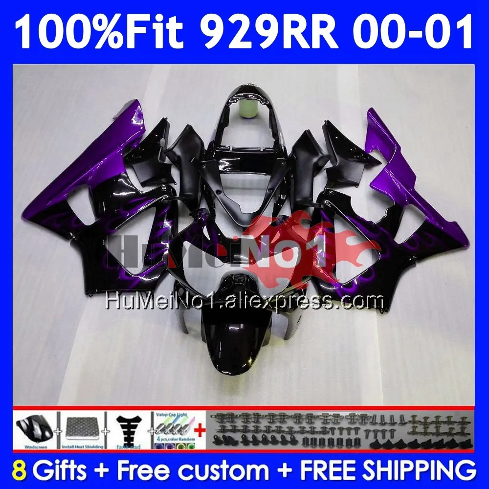 Injection Body For HONDA CBR900 CBR929 CBR 929RR 929 Purple flames 900 RR CC 57No.112 CBR929RR CBR900RR 2000 2001 00 01 Fairings