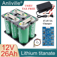 12V 26Ah Lithium titanate LTO battery pack 6S1P LISHEN-Grade A 30000 Cycles For E-boat RV car starter speaker +17.4V 5A Charger