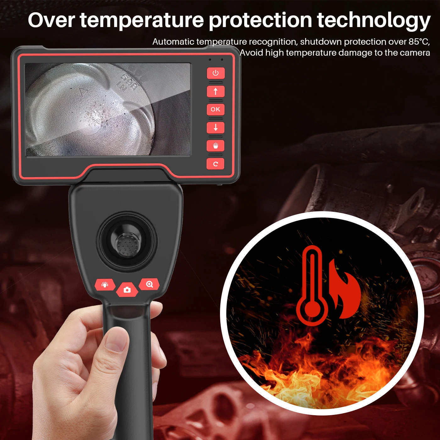 6mm 4 Way Articulating Borescope 1080P 5 "Screen Steering Endoscope Industrial Automotive Car Inspection Camera 1m 2m Cable